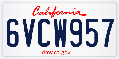 CA license plate 6VCW957