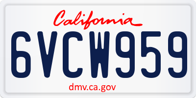 CA license plate 6VCW959