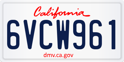 CA license plate 6VCW961