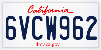 CA license plate 6VCW962