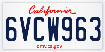 CA license plate 6VCW963