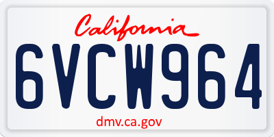 CA license plate 6VCW964