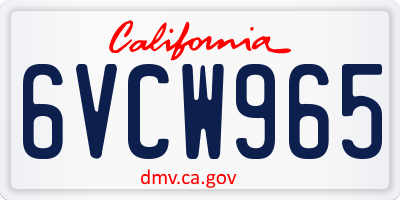 CA license plate 6VCW965