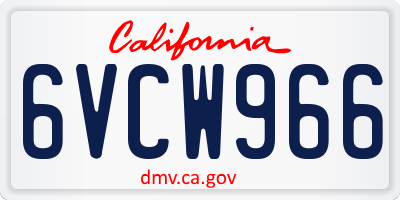 CA license plate 6VCW966