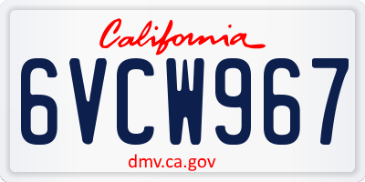 CA license plate 6VCW967
