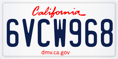 CA license plate 6VCW968