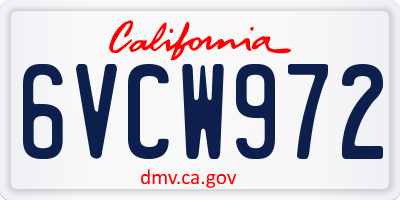 CA license plate 6VCW972