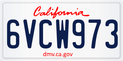 CA license plate 6VCW973