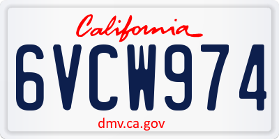 CA license plate 6VCW974