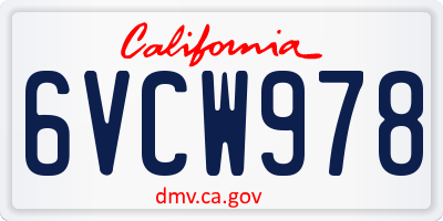 CA license plate 6VCW978