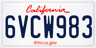 CA license plate 6VCW983
