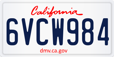 CA license plate 6VCW984