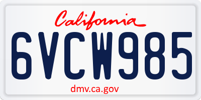 CA license plate 6VCW985