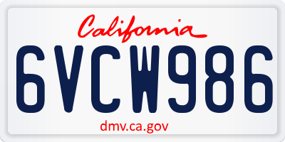CA license plate 6VCW986