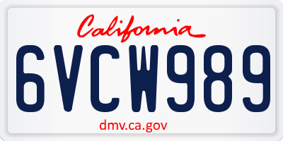 CA license plate 6VCW989