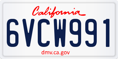 CA license plate 6VCW991