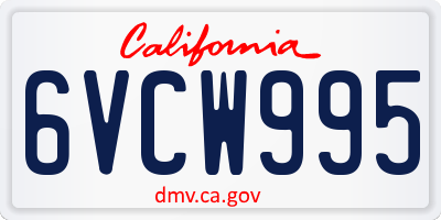 CA license plate 6VCW995