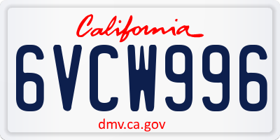 CA license plate 6VCW996