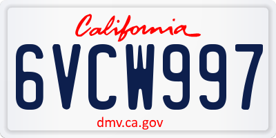 CA license plate 6VCW997