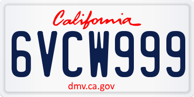 CA license plate 6VCW999