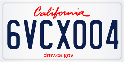 CA license plate 6VCX004
