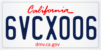 CA license plate 6VCX006