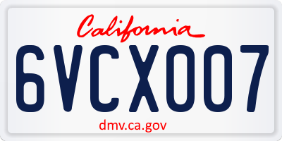 CA license plate 6VCX007