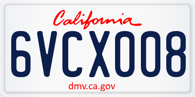 CA license plate 6VCX008
