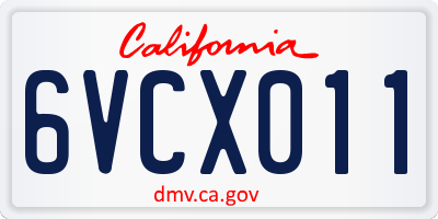 CA license plate 6VCX011