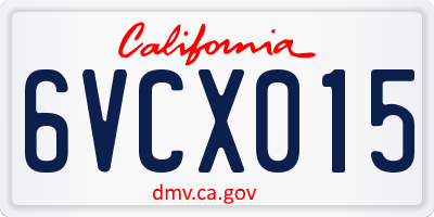 CA license plate 6VCX015