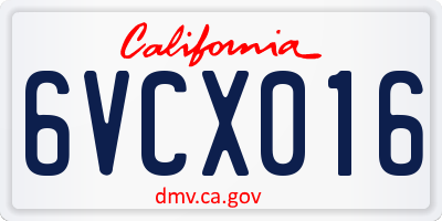 CA license plate 6VCX016