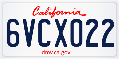 CA license plate 6VCX022