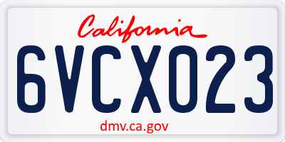 CA license plate 6VCX023