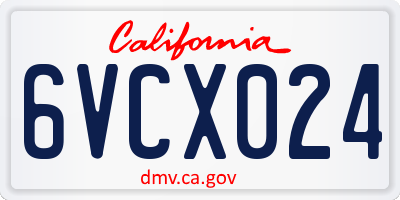 CA license plate 6VCX024