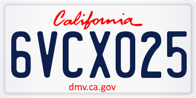 CA license plate 6VCX025