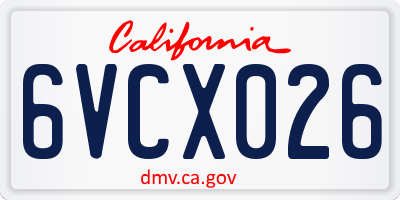 CA license plate 6VCX026