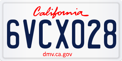 CA license plate 6VCX028