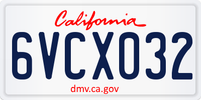 CA license plate 6VCX032