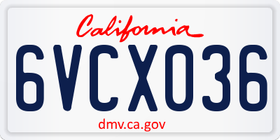 CA license plate 6VCX036