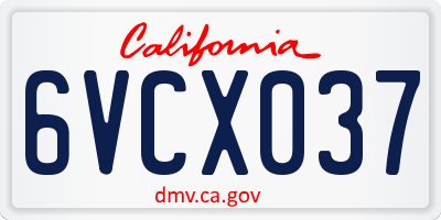 CA license plate 6VCX037