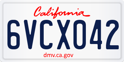 CA license plate 6VCX042