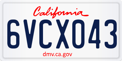 CA license plate 6VCX043