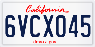 CA license plate 6VCX045