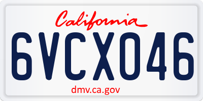 CA license plate 6VCX046