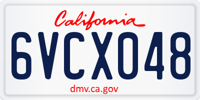 CA license plate 6VCX048