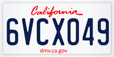 CA license plate 6VCX049