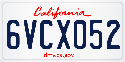 CA license plate 6VCX052