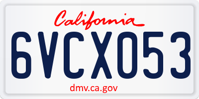 CA license plate 6VCX053