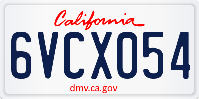 CA license plate 6VCX054
