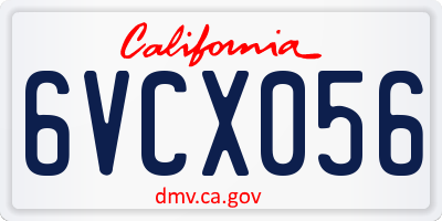 CA license plate 6VCX056